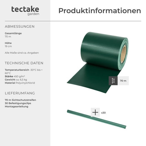PVC Sichtschutzfolie Grün 70 m
