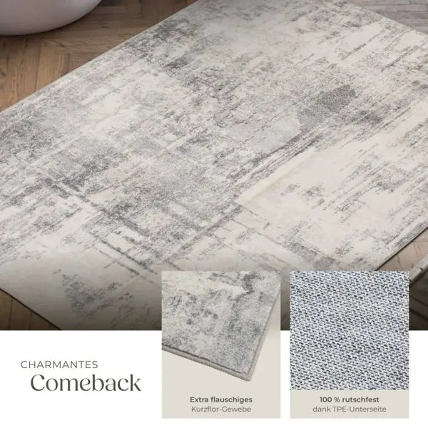 Vintage Teppich Nadira Kurzflor waschbar beige 160 x 230 cm