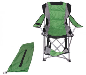 Sedia da campeggio di lusso con poggiapiedi, verde