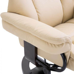 Relaxsessel mit Hocker, Liegefunktion, drehbar, bis 160 kg, Kunstleder creme