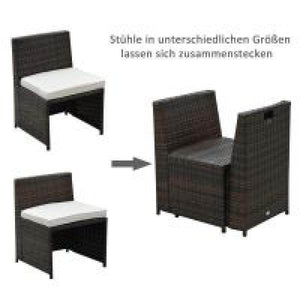 5tlg. Polyrattan Rattan Essgruppe Gartenset Sitzgruppe Sofa Garnitur Stahl Braun+Khaki
