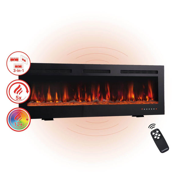 KAMINIO 3-in-1 Elektrokamin MARLON mit Heizung, 3D-Flammeneffekt - 50 Zoll