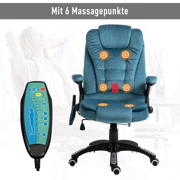Massagesessel Chefsessel Gamingstuhl Drehstuhl Massagebürostuhl Blau