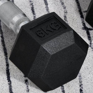 2er-Set Gummi-Hantel Fitness Hantel Kurzhantel Metall Gummi schwarz 6 KG