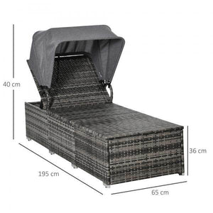 Sonnenliege aus Polyrattan mit Sonnendach Gartenliege grau