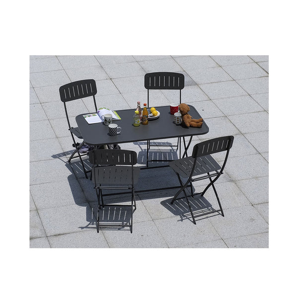 CONTINI Gartentisch 110x70cm mit 4 Stühlen Metall anthrazit