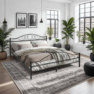 Metallbett mit Lattenrost im romantischen Design schwarz/schwarz 200 x 180 cm