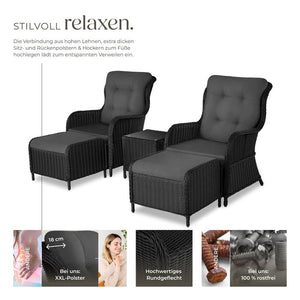 Rattan Sitzgruppe Benissa schwarz/grau