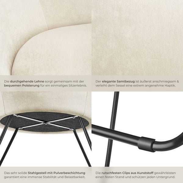 Cocktailsessel Centera Samtoptik beige