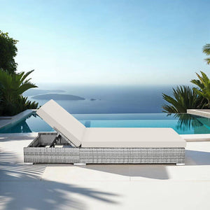 2er Set Aluminium Rattan Sonnenliegen hellgrau