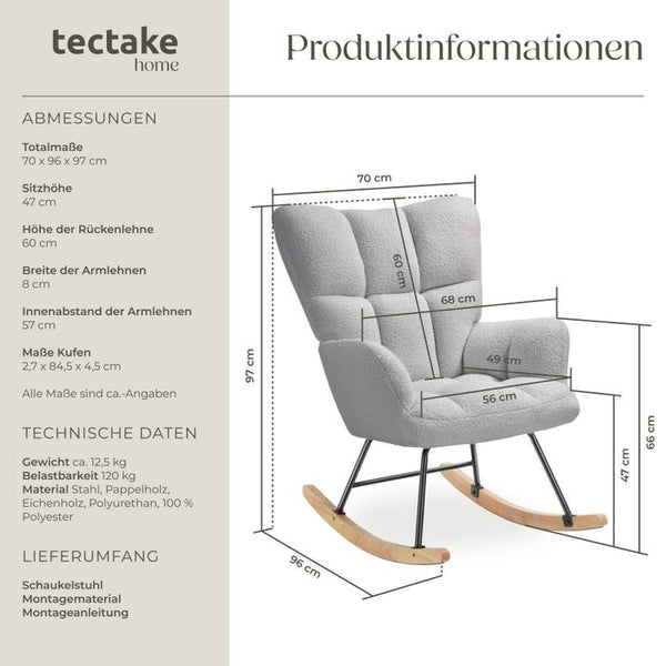 Schaukelstuhl Torve hellgrau