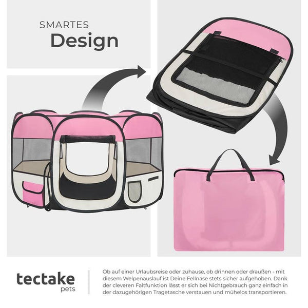 Tierlaufstall aus Polyester, rosa