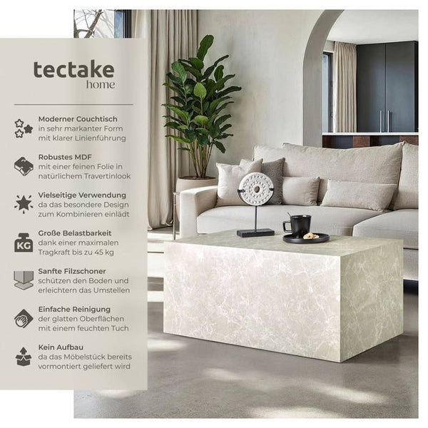 Couchtisch Lasley Travertin Optik 90 x 50 x 40 cm