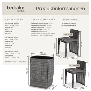 Rattanset Bistro Hamburg - grau