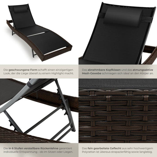 Rattan Sonnenliege Moana braun gemischt