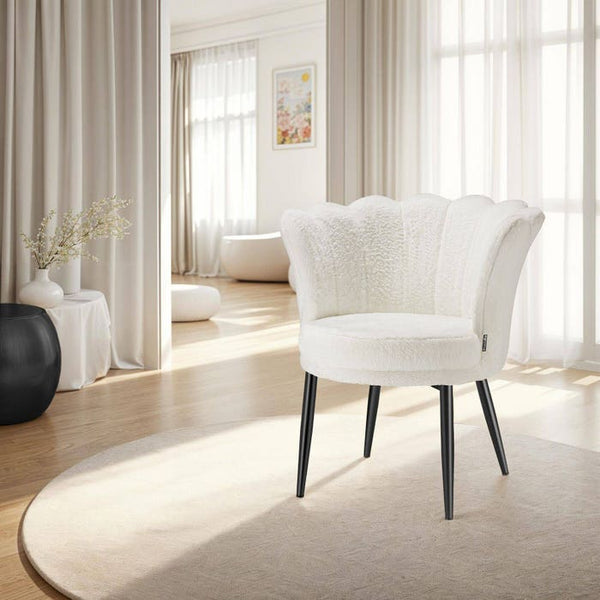 Sessel Stella Kunstfell creme/schwarz