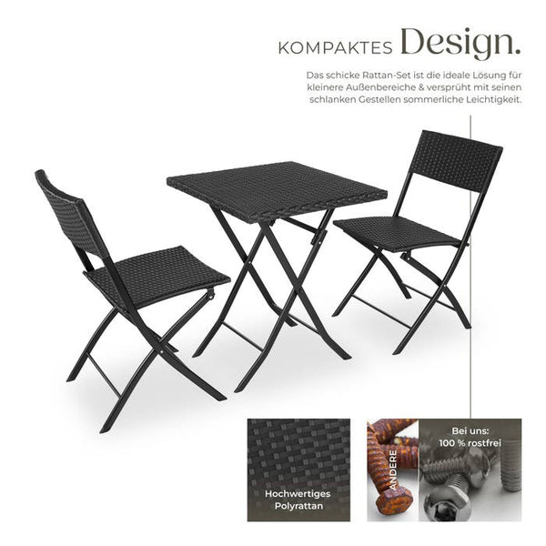 Rattan Balkonset Trevi, schwarz