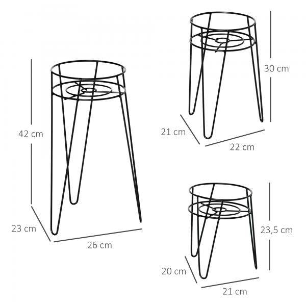 Blumenständer 3er Set aus Metall Pflanzenständer Set