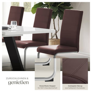 2 chaises de salle à manger, chaises cantilever - cappuccino 