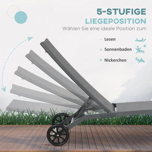 Sonnenliege, 5-stufig verstellbare Rücklehne, atmungsaktiver Stoff, blau