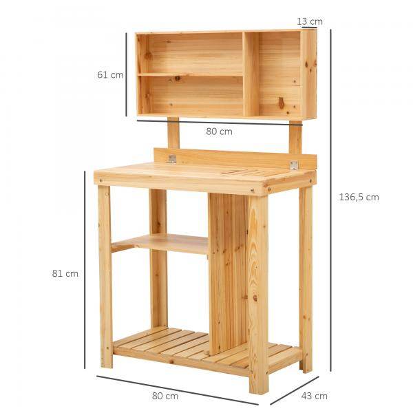Pflanztisch aus Tannenholz für Garten, Balkon und Terrasse - Gartenarbeitstisch Holz