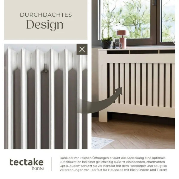 Heizkörperabdeckung Vila Lamellendesign mit Ablage weiss 78 x 19 x 82 cm