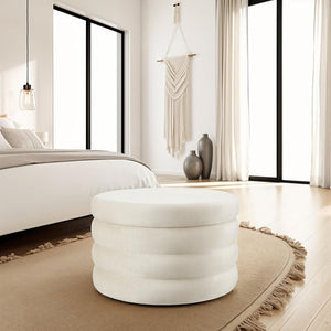 Sitzhocker mit Stauraum Altu XL Samtoptik creme-weiß