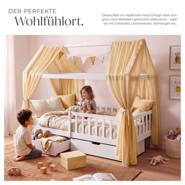 Kinderbett Hailey mit Schubladen Kiefernholz weiss 90 x 200 cm