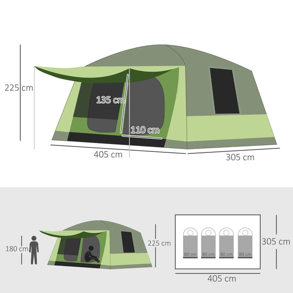 Campingzelt 2 Schlafkabinen Kuppelzelt Familienzelt 4-8 Personen