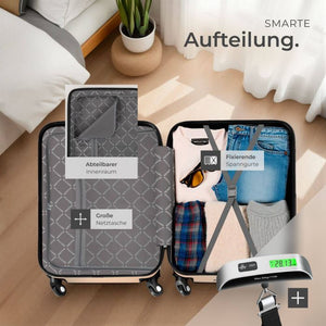 Hartschalenkoffer-Set Cleo champagner mit Zubehör
