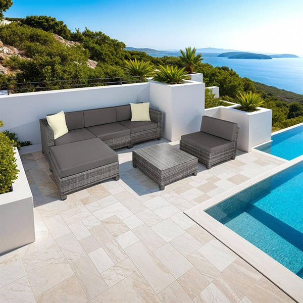 Aluminium Rattan Lounge grau