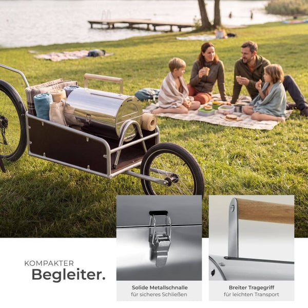 Edelstahlgrill mit 2 Grillflächen und 2 Kohlewannen silber