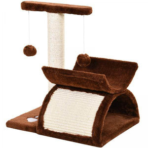 Katzenkratzbaum Spielbaum Kratzbaum Katzen mit Ball Braun L40 x B30 x H43 cm