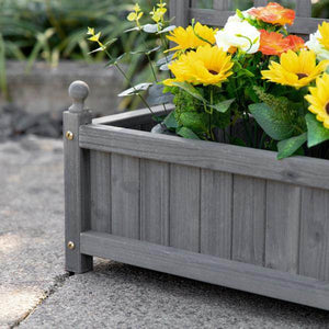 Pflanzkasten mit Rankgitter Blumenkasten Rankkasten Hellgrau