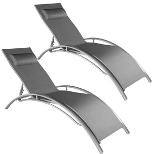 2x Gartenliegen, 5-stufig, grau