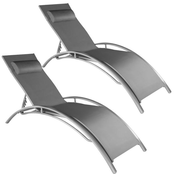 2x Gartenliegen, 5-stufig, grau