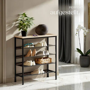 Schuhregal Bournemouth Industrial Holz hell, Eiche Sonoma 75,5 x 30,5 x 85,5 cm