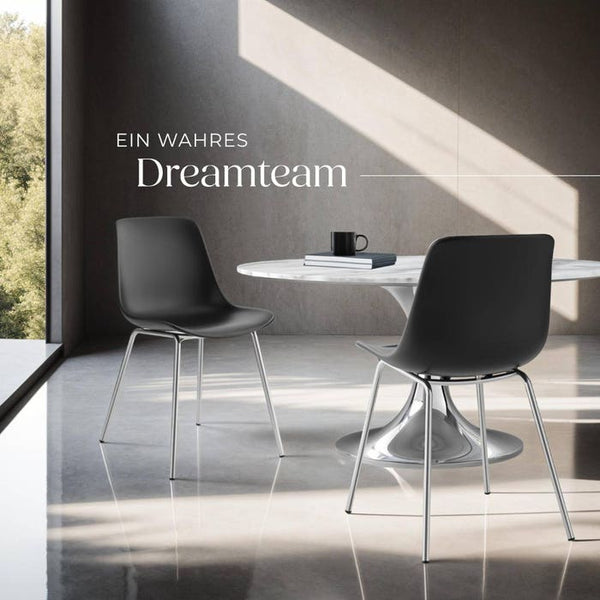 Kunststoffstuhl Mave schwarz/chrom 2er Set