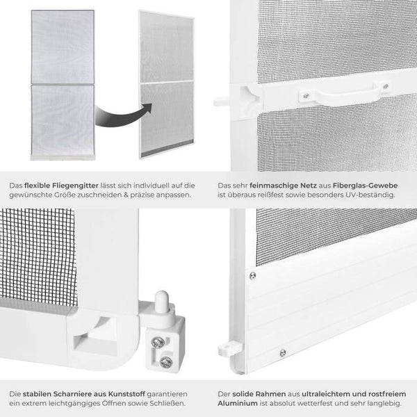 Fliegengitter mit Aluminiumrahmen weiss