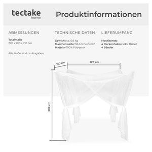 Moskitonetz für Einzel- und Doppelbetten