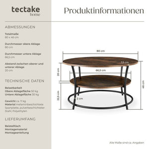 Couchtisch Cromford Industrial Holz dunkel, rustikal