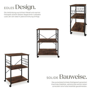 Servierwagen Rugby 65,5x45,5x88,5cm Industrial dunkelbraun