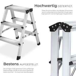 Doppelseitige Aluminium Trittleiter 2 x 3-stufig