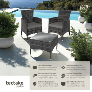 Rattan Gartenset Luzern 2+1 grau