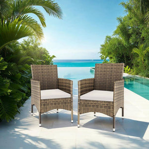 2er Set Rattanstuhl Nantes natur/dunkelgrau