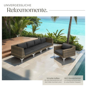 Modulares Rattanset Villanova Set 1 - 2-Sitzer (Ecke links + Ecke rechts + Sessel)