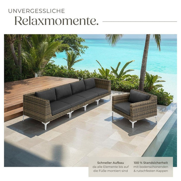 Modulares Rattanset Villanova Set 1 - 2-Sitzer (Ecke links + Ecke rechts + Sessel)