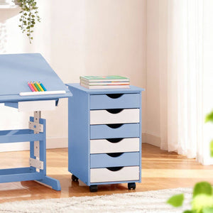 Rollcontainer aus Holz, blau