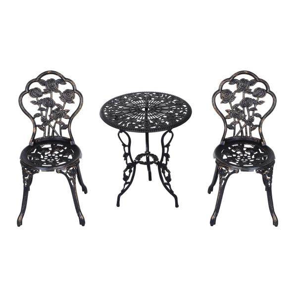 Gartenmöbel 3 tlg. Gartenset Sitzgruppe Tisch Stuhl Metall Bronze