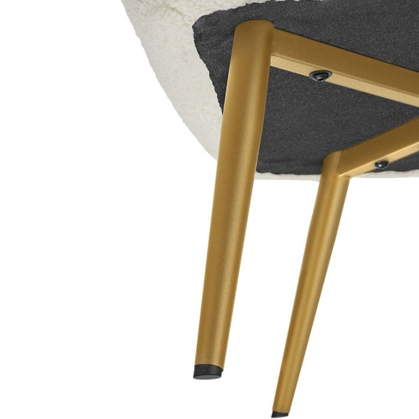 Sessel Hygge gepolstert, ergonomisch, Belastbarkeit 150 kg Bouclé creme/gold mit Hocker